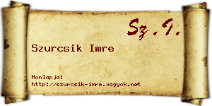 Szurcsik Imre névjegykártya